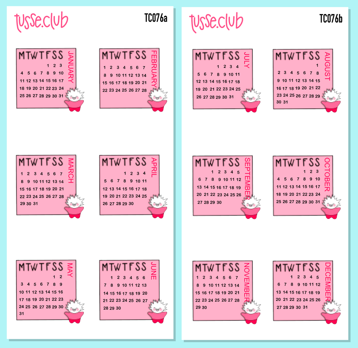 TUSSE 2027 CALENDAR ENGLISH 2 sheets