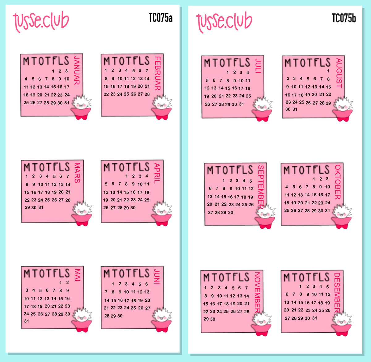 TUSSE 2027 KALENDER NORSK 2 sheets