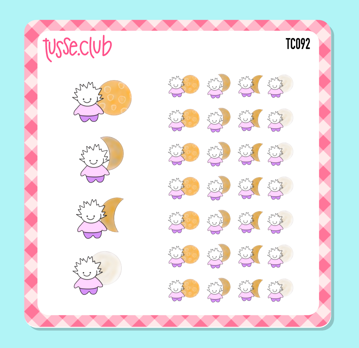TUSSE - moon phases lilac - icon stickers